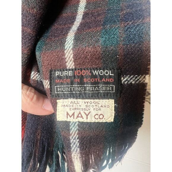 Vintage Scottish Wool Plaid Tartan Scarf Quiet Luxury Academia Green Old Money - Picture 5 of 6